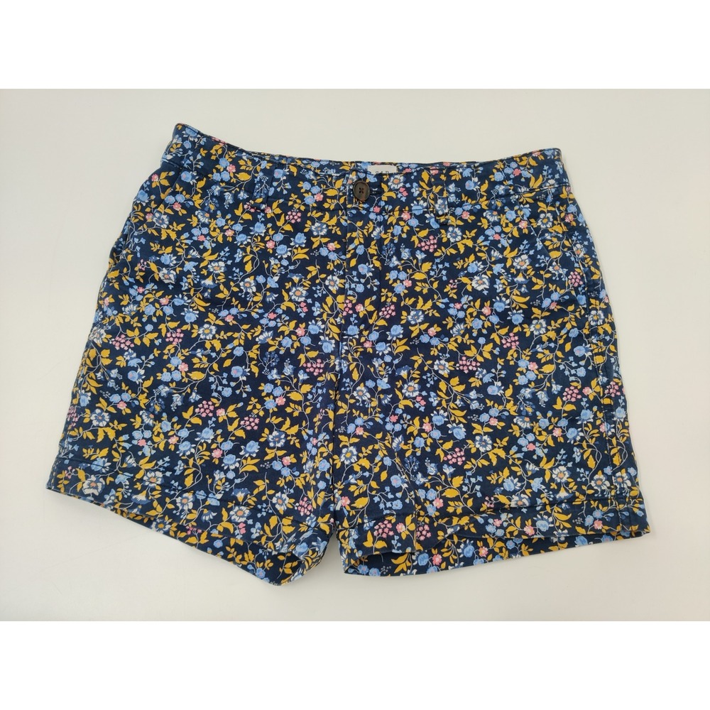 GAP City Shorts Womens Size 0 Floral Print Cotton Blend Casual Navy‎
